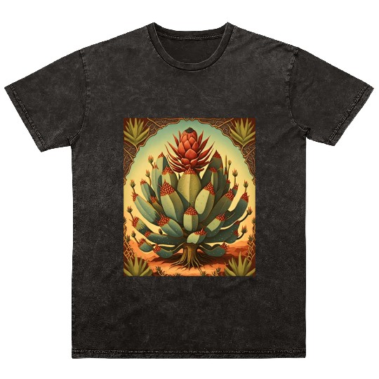 Agave Plant Collectors Agave Mexican Folk Painting Mineral Wash T Shirts