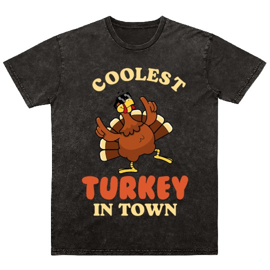 Coolest Turkey in Town Mineral Wash T Shirts