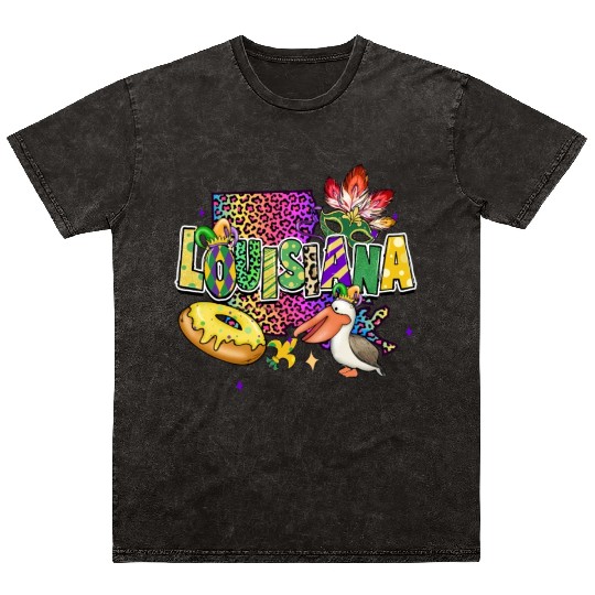 New Orleans Men Women Louisiana Mardi Gras Outfit Mineral Wash T Shirts