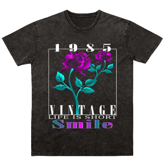 1985 Born Vintage Rose Gift Mineral Wash T Shirts