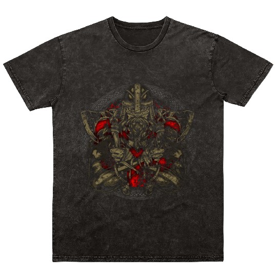 Viking Armor Axe Scandinavian Warrior Nordic Mytho Mineral Wash T Shirts