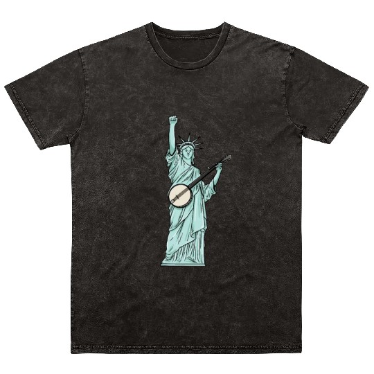 Statue Of Liberty Banjo Musician Design for Mineral Wash T Shirts