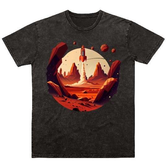 Vintage Space Science Mars Fiction Geek Solar Mineral Wash T Shirts