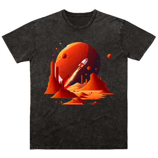 Vintage Space Science Mars Fiction Geek Solar Mineral Wash T Shirts
