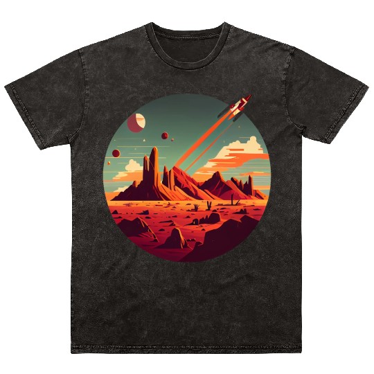 Vintage Space Science Mars Fiction Geek Solar Mineral Wash T Shirts