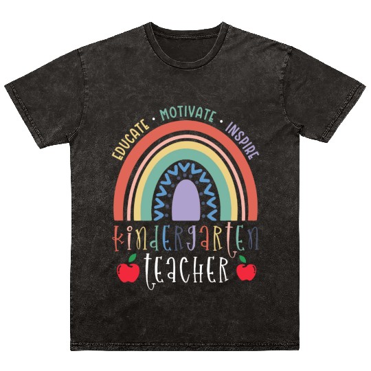 Educate Motivate Inspire Kindergarten Teacher Mineral Wash T Shirts