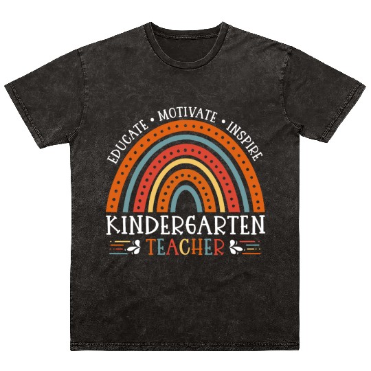 Educate Motivate Inspire Kindergarten Teacher Mineral Wash T Shirts