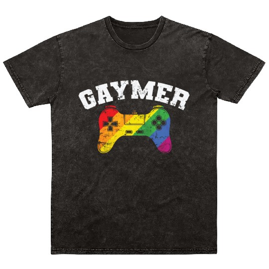 Gamer Controller Gaymer LGBT Pride Mineral Wash T Shirts