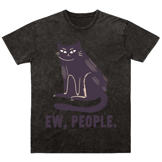 Ew People - Funny Black Cat Lovers Mineral Wash T Shirts