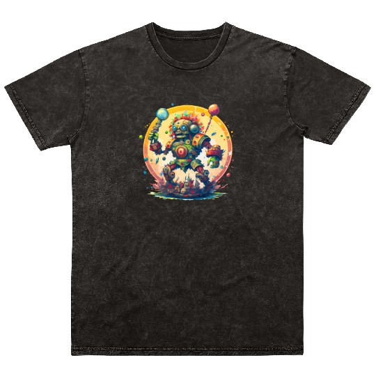 Inca,Maya robot warrior Mineral Wash T Shirts