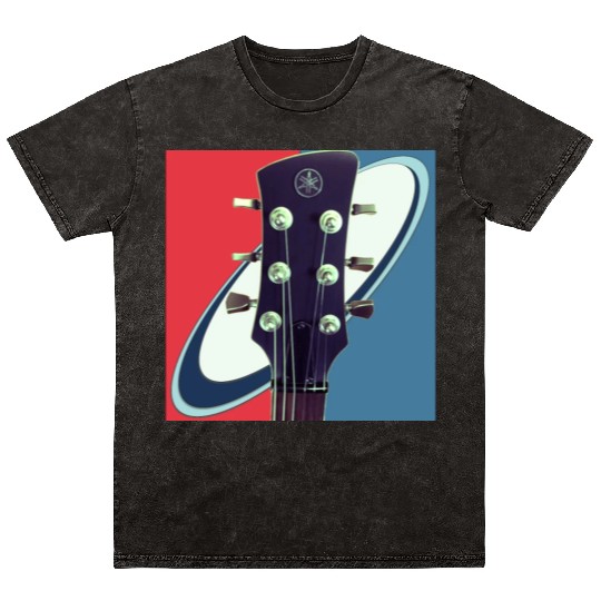 Red White Blue Rock and Roll Themed Guitar Mineral Wash T Shirts