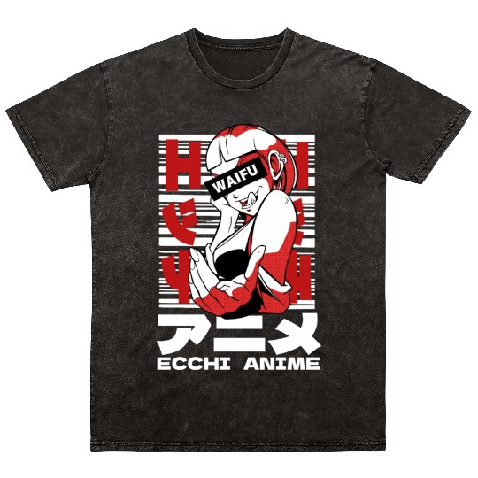 Japanese Ecchi Anime Aesthetic Waifu Manga Girl Mineral Wash T Shirts