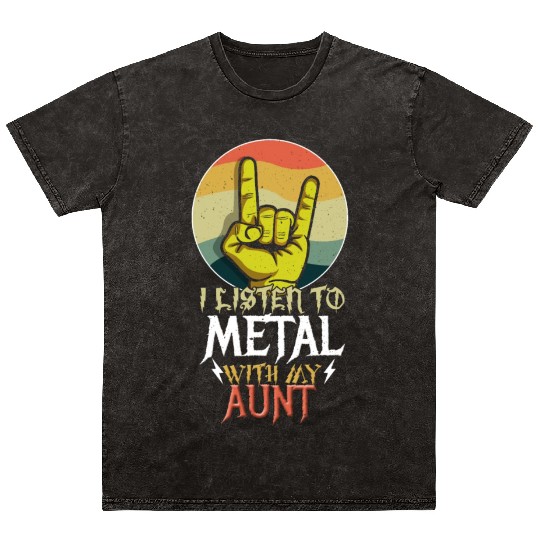 Metal With Aunt Metal Kid Music Lover Rocker Mineral Wash T Shirts