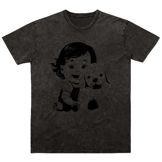 Sweet baby smiling with lovely puppy Mineral Wash T Shirts