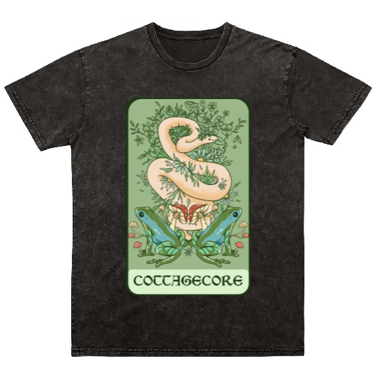 Tarot Card Goblincore Snake Cottagecore Frog Aesth Mineral Wash T Shirts