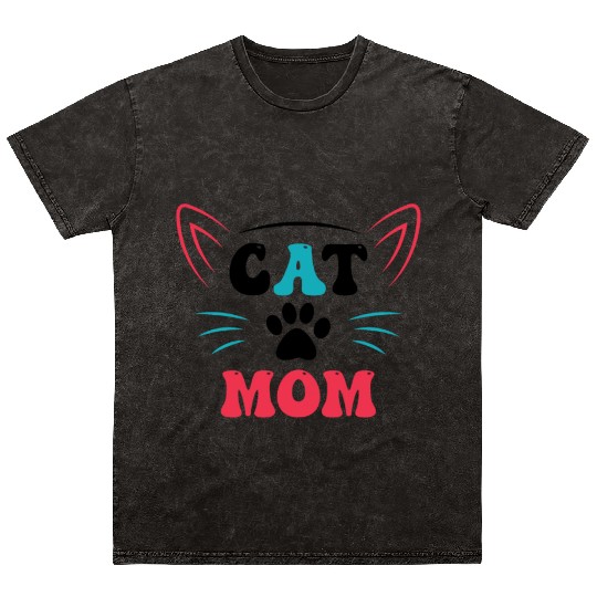 Cat Mom Mineral Wash T Shirts