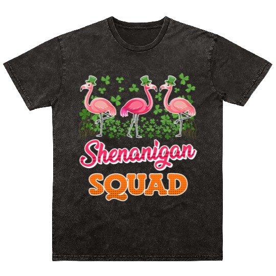 Flamingo Shenanigan Squad St. Patrick's Day Mineral Wash T Shirts