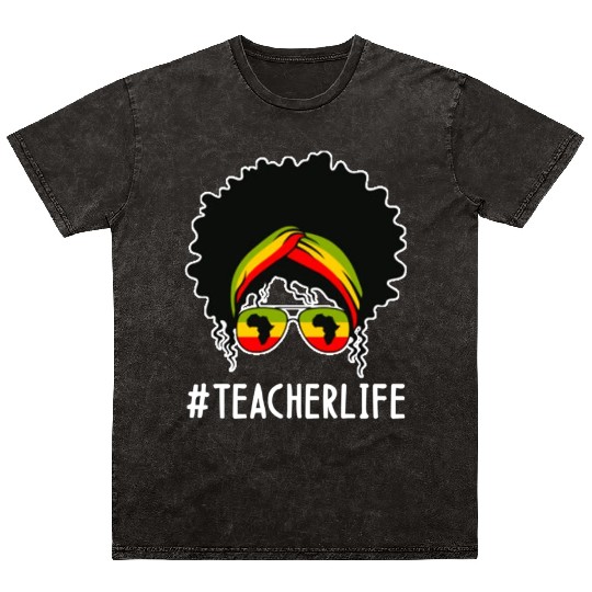 Teacher African Women Black History Month Mineral Wash T Shirts