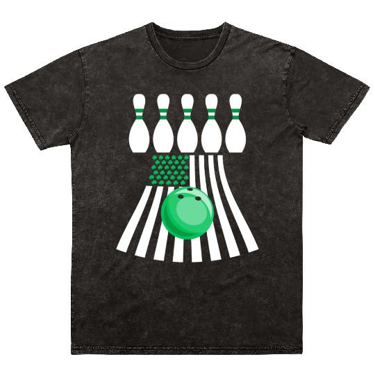Bowling St Patrick s Day Irish American Flag Mineral Wash T Shirts