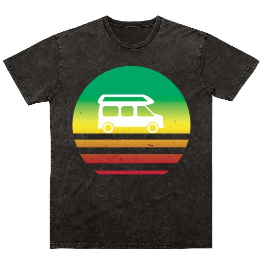Camper Van Retro Sunset Vintage sun camping Mineral Wash T Shirts