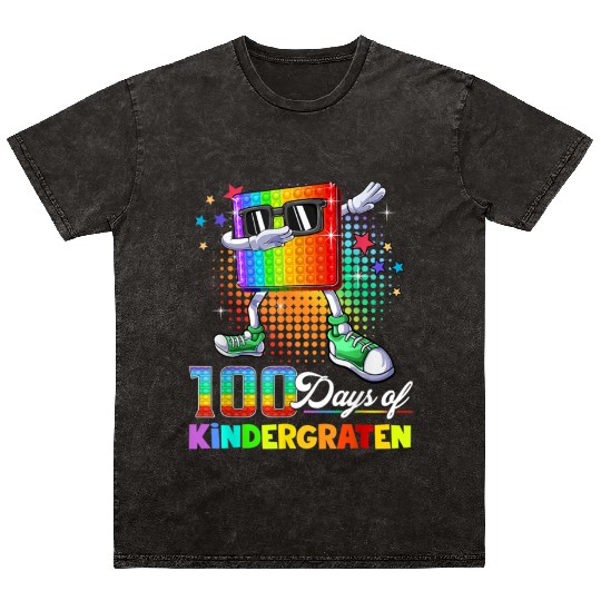 100 Days Of Kindergarten School Teacher Funny Mineral Wash T Shirts
