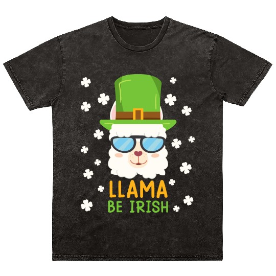 LLama be Irish Lama Alpaca St. Patrick's Day Mineral Wash T Shirts