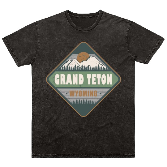 Grand Teton Wyoming US Vintage Hiking Design Mineral Wash T Shirts