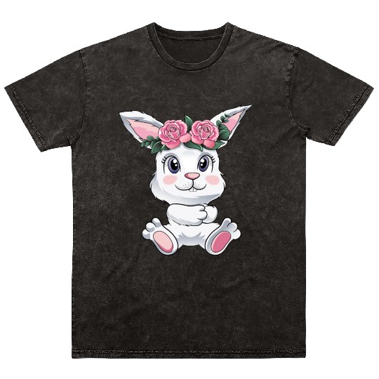 Easter Bunny Cute bunny Flowers Eggs Mineral Wash T Shirts