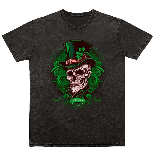 Sugar Skull Saint Patricks Day of Dead Mineral Wash T Shirts