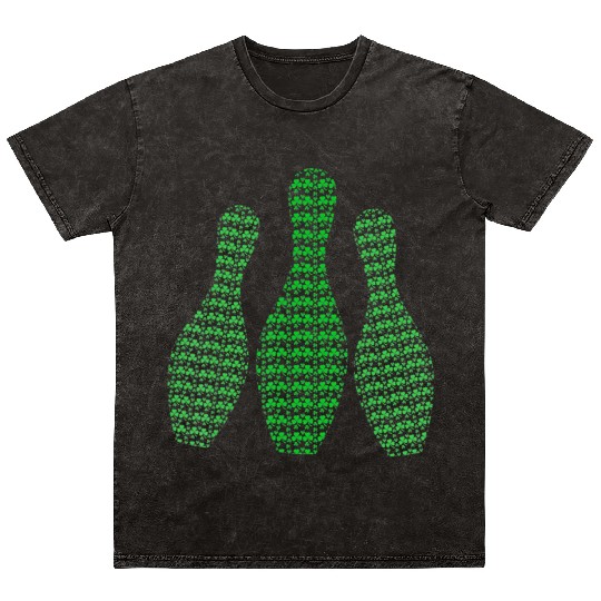 St Patrick's Day Shamrocks Bowling Irish Outfit Mineral Wash T Shirts