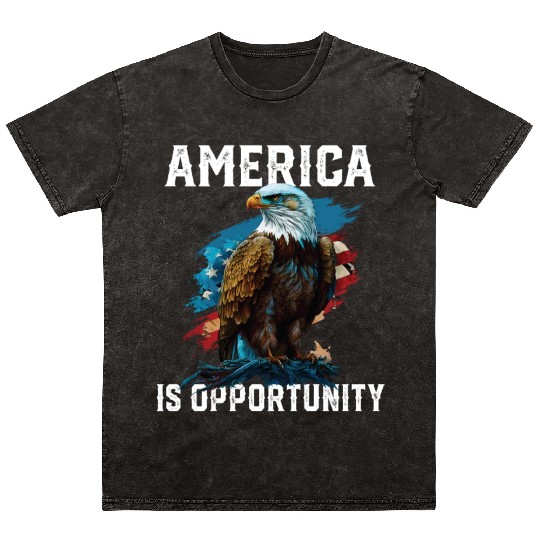 America Is Opportunity American Bald Eagle July 4 Mineral Wash T Shirts