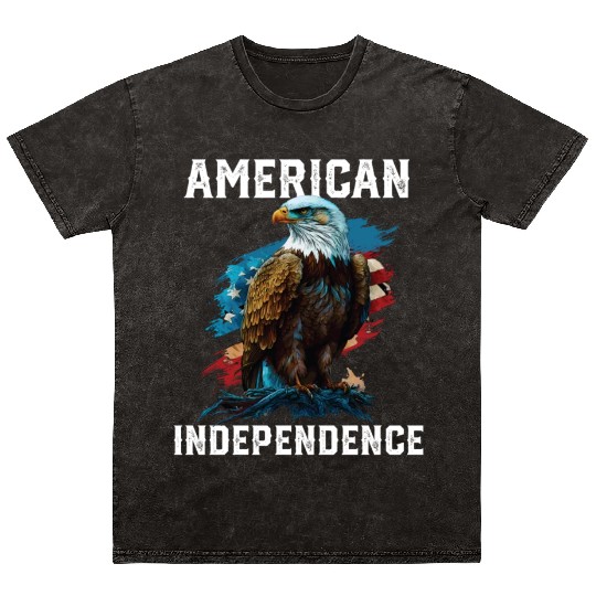 American Independence American Bald Eagle 4th of Mineral Wash T Shirts