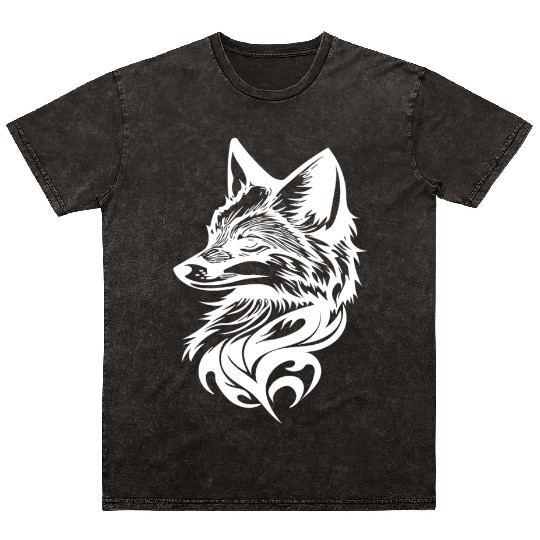 Fox Portrait In T Tattoo Ink Mineral Wash T Shirts