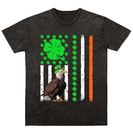 Vintage Irish American Flag Eagle St Patrick’s Day Mineral Wash T Shirts