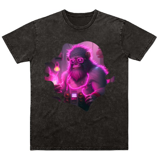 Cyborg Gorilla Mecha Steampunk Style Mineral Wash T Shirts