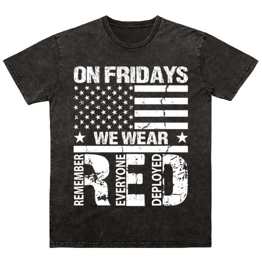 On Fridays We Wear Red American Flag Military Supp Mineral Wash T Shirts