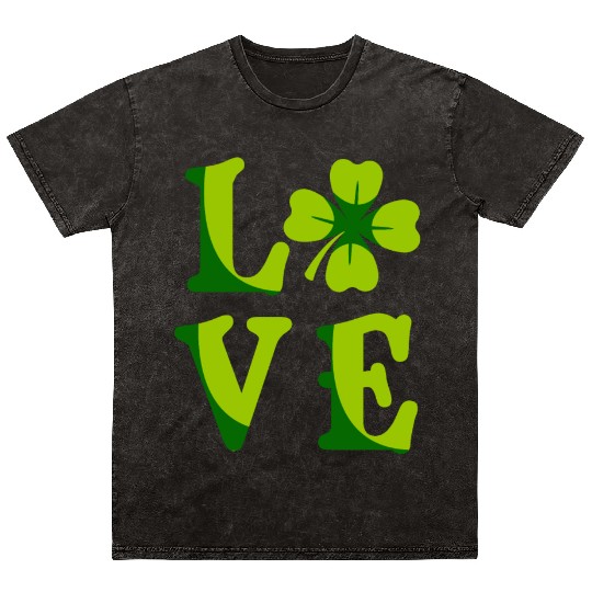 Love shamrock lucky charm St. Patrick's Day Mineral Wash T Shirts
