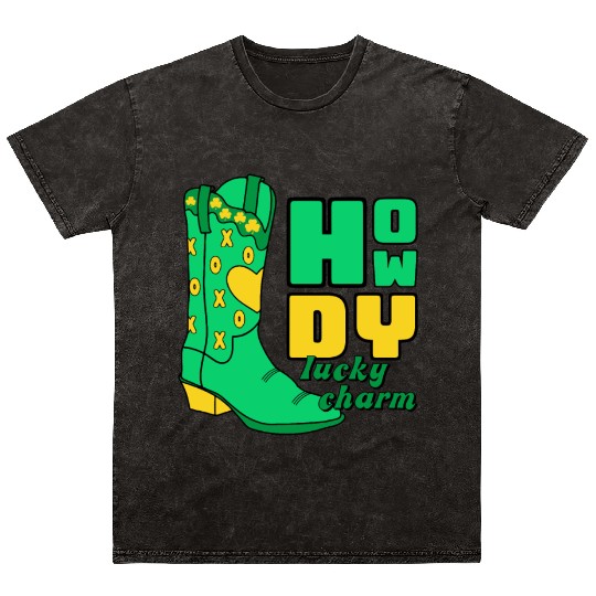 Howdy Lucky Charm St Patrick Day Apparel Mineral Wash T Shirts