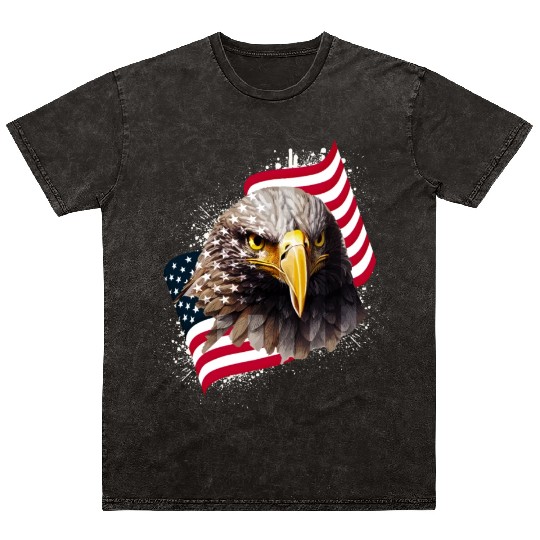 Patriotic Eagle US American Flag Bald Eagle USA Mineral Wash T Shirts