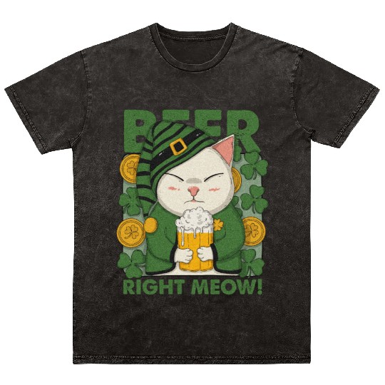 Beer Right Meow Mineral Wash T Shirts
