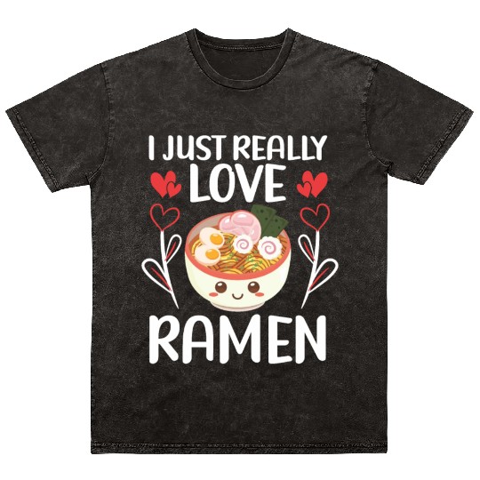 Ramen Noodle Soup Japanese Kawaii Gift Ramen Mineral Wash T Shirts