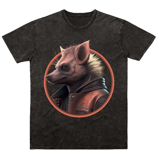 Punk hyena with leather jacket Mineral Wash T Shirts