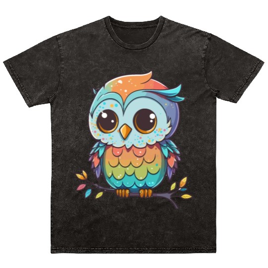 Kawaii colorful owl Mineral Wash T Shirts