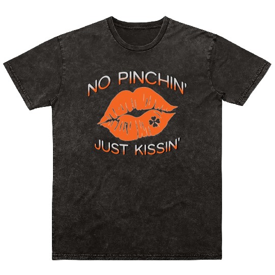 Orange Clover Lips, No Pinching, Kiss Me Irish Mineral Wash T Shirts