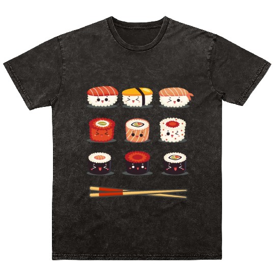 Sushi Anime Kawaii Funny Japanese Food Lover Mineral Wash T Shirts
