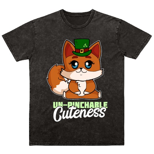 Un Pinchable Cuteness St Patrick Day Fox Mineral Wash T Shirts