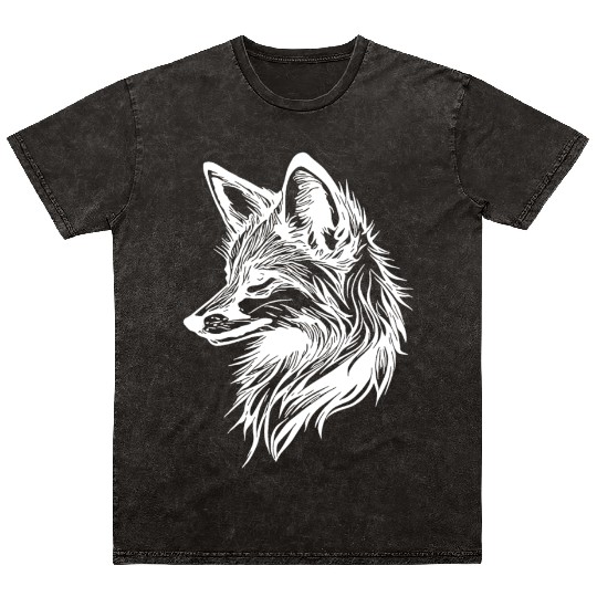 Cute Elegant Fox In Tattoo Ink Mineral Wash T Shirts