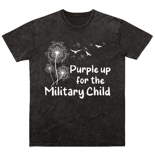 Floral Purple Up For Military Child Kids month Mineral Wash T Shirts
