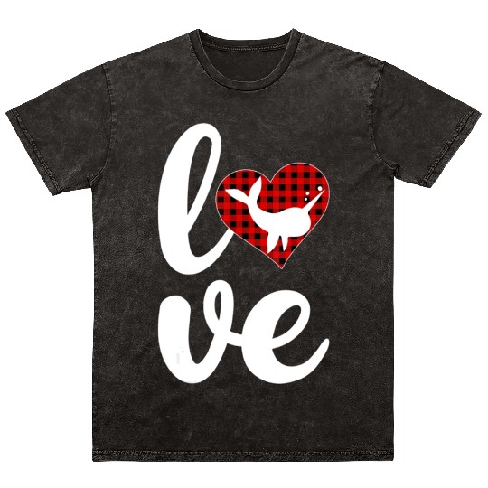 Narwhal Fish Lover Buffalo Plaid Love Narwhal Vale Mineral Wash T Shirts