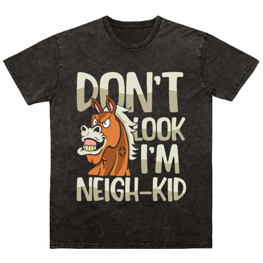 Don't Look I'm Neigh Kid for a Horsewoman Mineral Wash T Shirts
